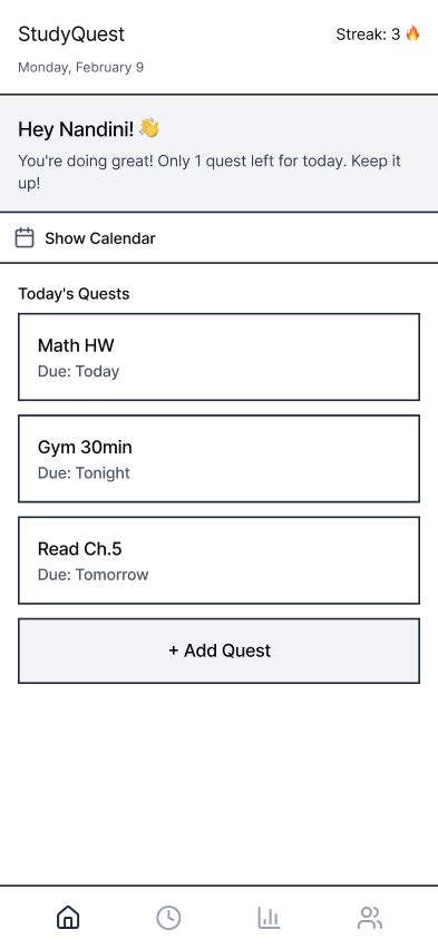 Minimalist mobile wireframe sketch showing swipe gestures and card stacks for task completion, monochrome grey tones